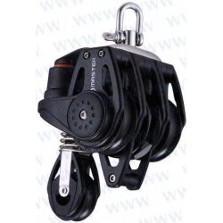 POLEA TRIPLE CON MORDAZA Y ARRAIGO 57 mm