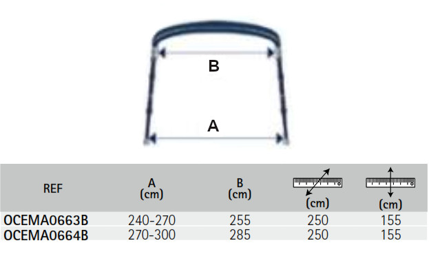 TOLDO BIMINI CRUISER 270/300 cm AZUL - Imagen 2